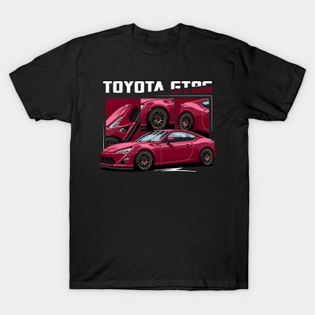 Toyota GT86, JDM Car Wine Red T-Shirt by T-JD